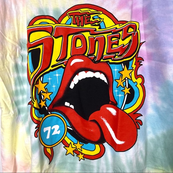 ROLLING STONES Vintage Retro Tie Dye Band Tee Short Sleeve Rock N Roll Large - Picture 2 of 4